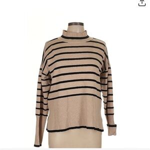 Rachel Zoe Tan and Black Turtleneck Sweater XL